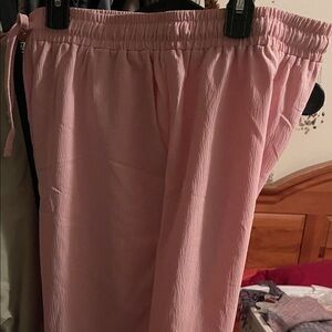 Pink Elastic Waist Pants